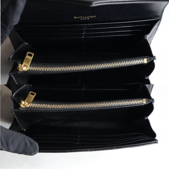 Yves Saint Laurent Black Quilted Wallet with Gold Logo - Picture 4 of 11